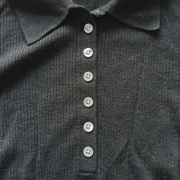 Everlane Black Long Sleeve Polo Shirt - Picture 4 of 5